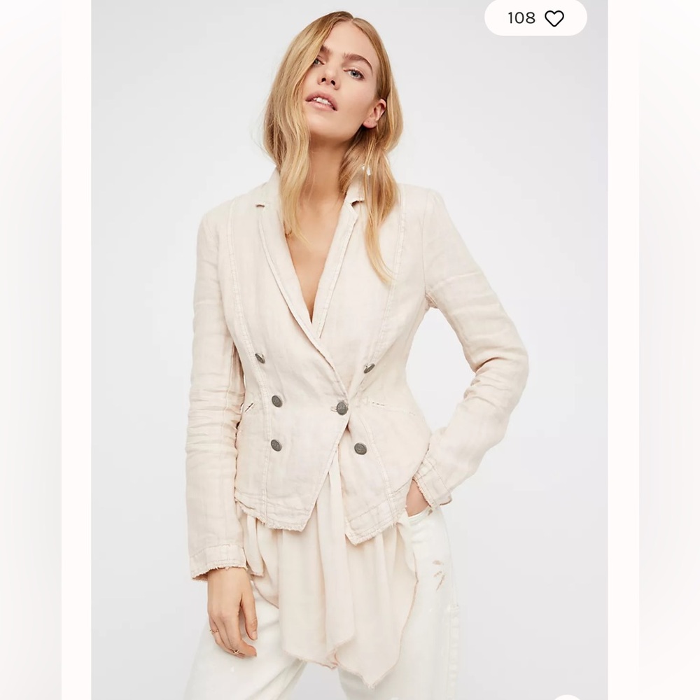 NWT Free People Layered Ruffles Blazer - Rose Pink- Size XS
